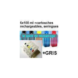 Pack PGI525/526 encres + 6 cartouches rechargeables avec puces autoreset 