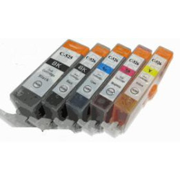 5 Cartouches compatibles pour Canon PGI-520bk avec puce