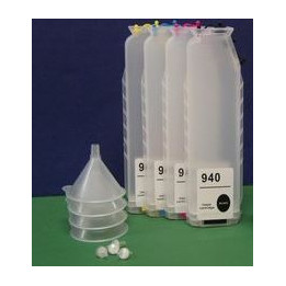 Kit HP940 XL: 4 cartouches rechargeables SANS PUCE grande capacité