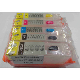 PGI550/CLI551: Kit de 5 cartouches vides rechargeables avec PUCEs autoreset