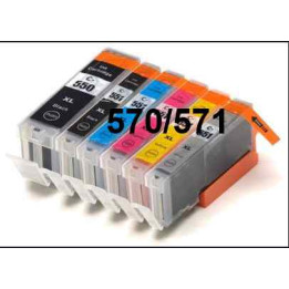 PGI 570/CLI 571XL: pack de 6 cartouches compatibles PLEINES