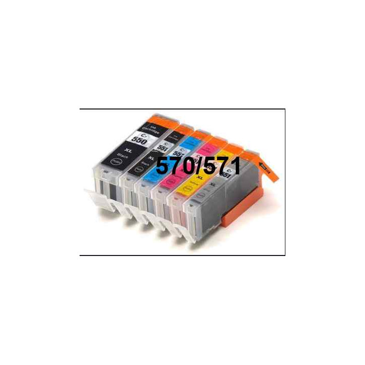 PGI 570/CLI 571XL: pack of 6 FULL compatible cartridges